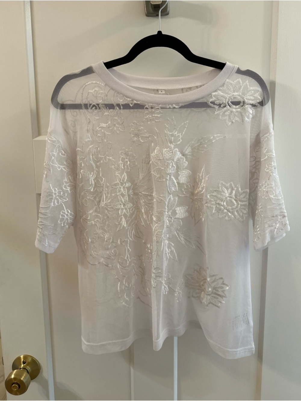 Sheer White Floral Embroidered Top